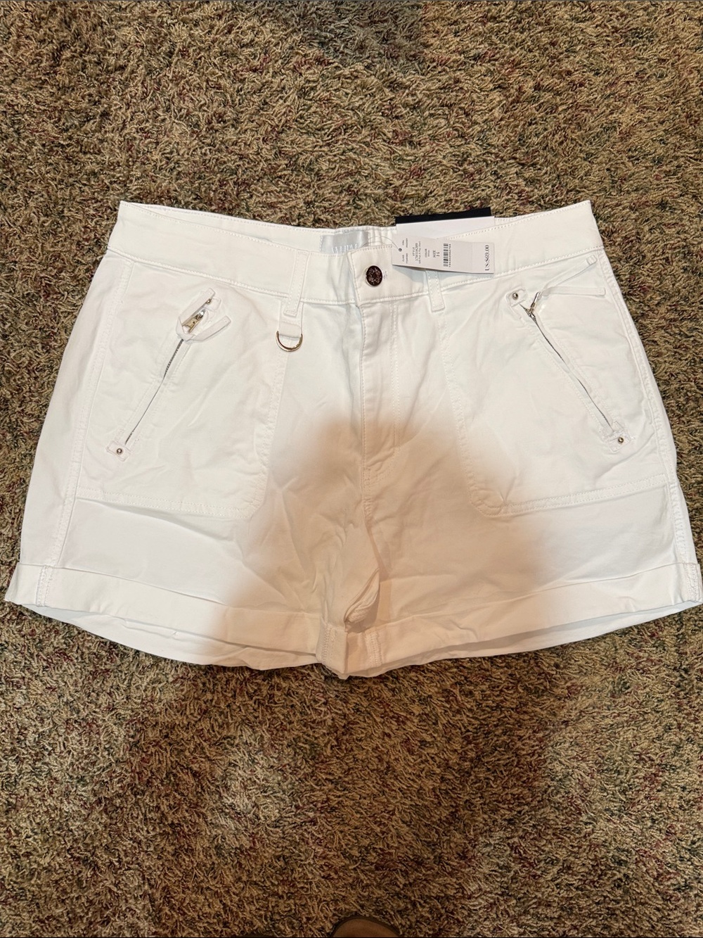 White House Black Market White Cotton Blend Women's Shorts